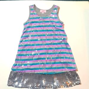 Sofi Brand New with Tags Purple Gray Teal Striped Silver Sequin Dress 4